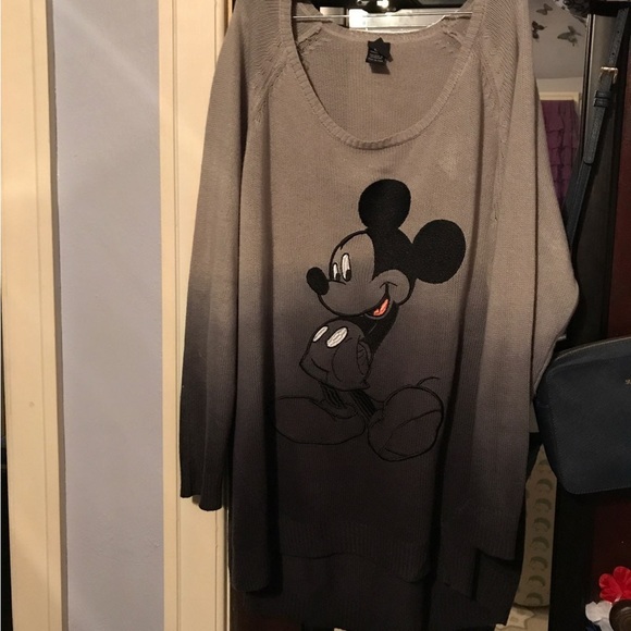 Torrid Disney Mickey Mouse Grey + Black Ombré Sweater / Sweatshirt / Jacket Sz 2 - Picture 2 of 7